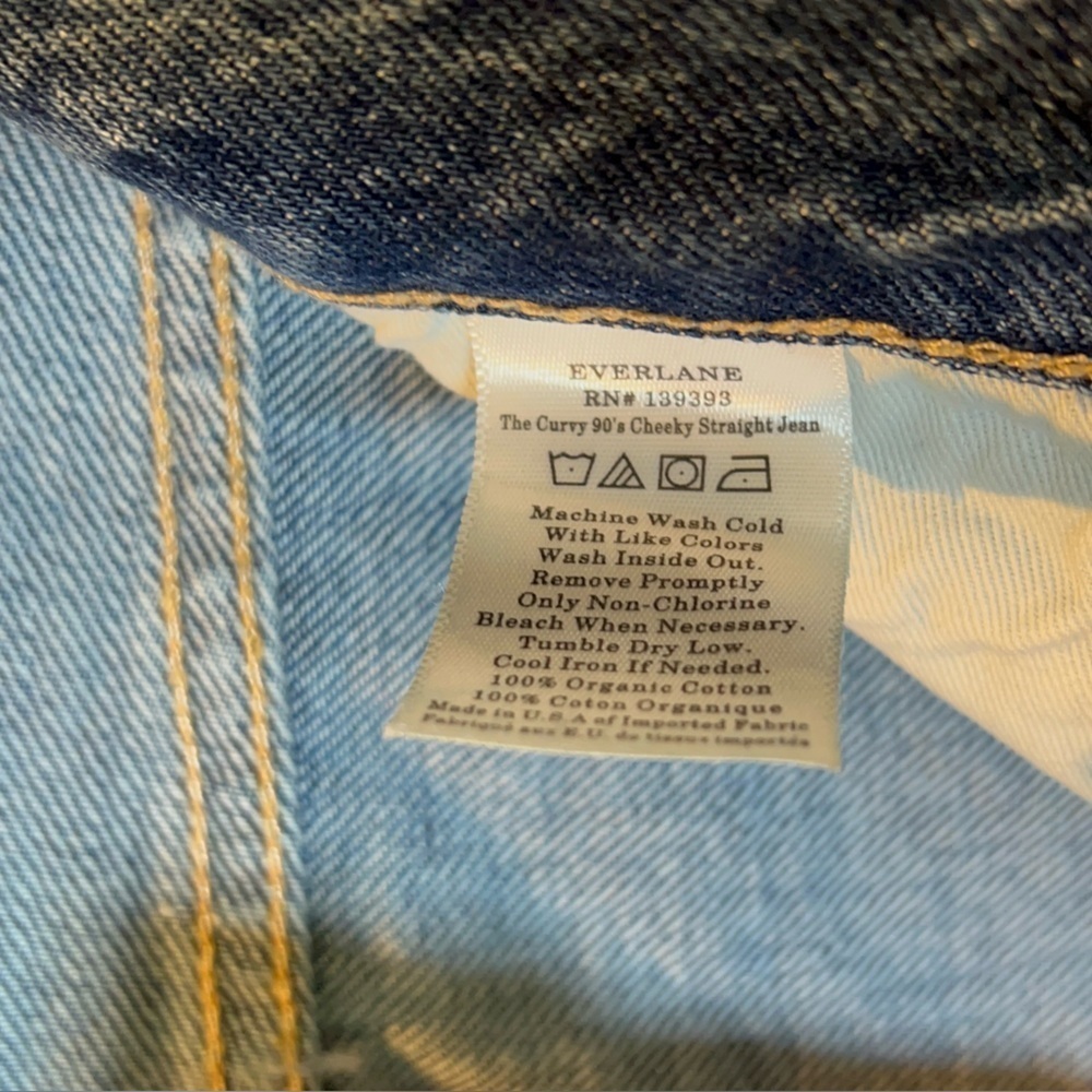 Everlane The Curvy 90s cheeky straight Jean size 28 ankle organic cotton - Picture 5 of 5